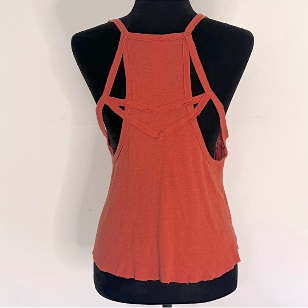 Free People New Romantics Orange Tank Top with Cut Out Design